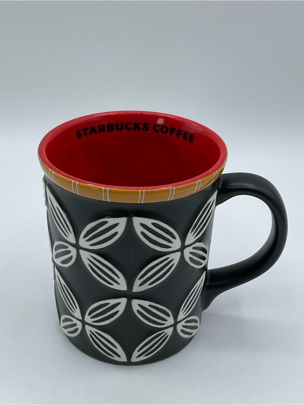 Starbucks 2008 Hawaiian Polynesian Tiki Style Black Red Bone China Mug